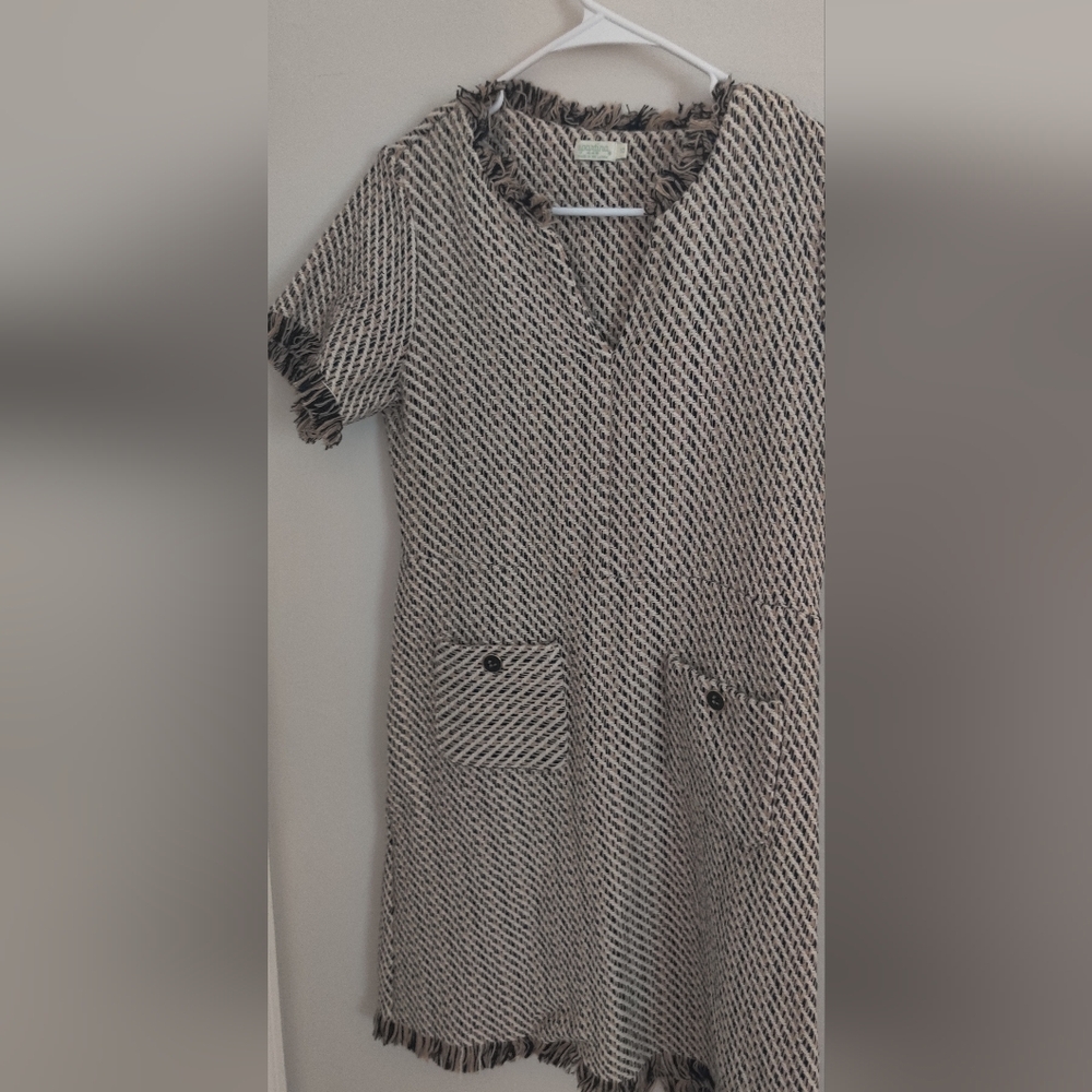 Spartina Black and Tan Tweed Dress Sz 10